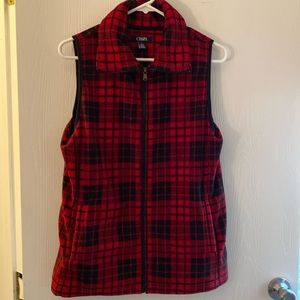 Vest pit to pit 18” and length 25” Red & Black